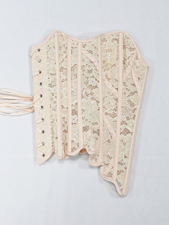 Bustier mit herzförmigem Spitzen-Overbust-Korsett Schnürung am Rücken wellenförmigem Saum und Vintage-Taillenformer