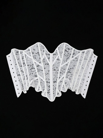 Bustier mit herzförmigem Spitzen-Overbust-Korsett Schnürung am Rücken wellenförmigem Saum und Vintage-Taillenformer