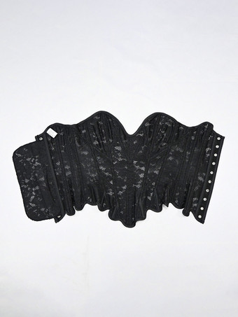 Bustier mit herzförmigem Spitzen-Overbust-Korsett Schnürung am Rücken wellenförmigem Saum und Vintage-Taillenformer