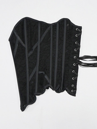 Bustier mit herzförmigem Spitzen-Overbust-Korsett Schnürung am Rücken wellenförmigem Saum und Vintage-Taillenformer