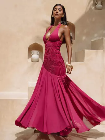 party dresses party ever REINE|Elegant Double V Neck Velvet Evening Dress with Sleeves Liv Morgan in black! The intricate beads and Material: Chiffon Color:light lavander