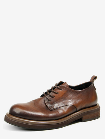 Braune Derby-Schuhe aus Rindsleder mit runder Zehenpartie Schnürschuhe Freizeitschuhe