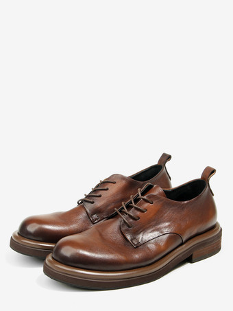 Braune Derby-Schuhe aus Rindsleder mit runder Zehenpartie Schnürschuhe Freizeitschuhe