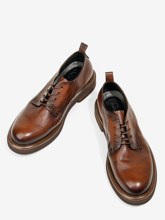 Braune Derby-Schuhe aus Rindsleder mit runder Zehenpartie Schnürschuhe Freizeitschuhe