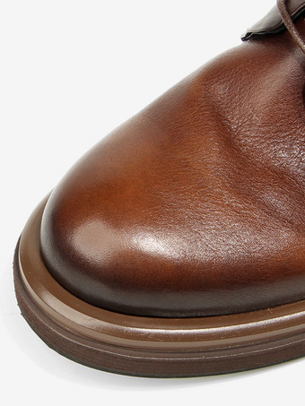 Braune Derby-Schuhe aus Rindsleder mit runder Zehenpartie Schnürschuhe Freizeitschuhe