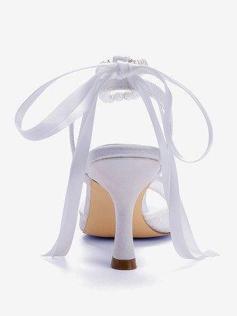 Mesh-Hochzeitsschuhe offene Zehenpartie Strasssteine High Heel Brautschuhe