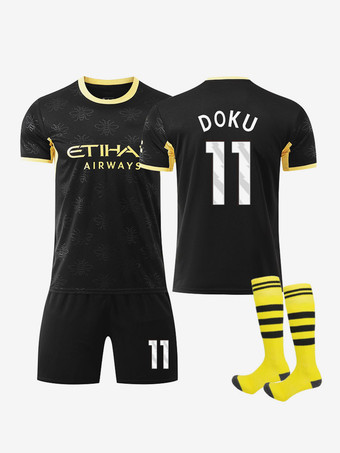 Nr. 1126/27 Nr. 9 Haaland Nr. 10 Cherki Man City Auswärtstrikot 3-teiliges Fußballset