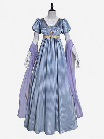 Hellschiefergrau Regency-Damenkleid im Jane-Austen-Stil viktorianisches Kleid aus dem 19. Jahrhundert Empire-Kleid
