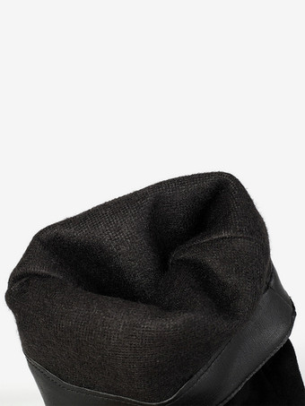 Schwarze Overknee-Stiefel mit Plateau runder Zehenpartie und Blockabsatz