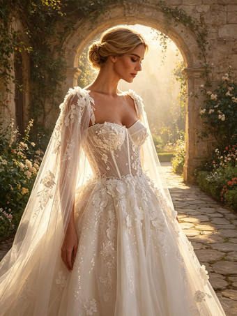 Vintage-Brautkleid mit Schleppe A-Linie Tüll Brautkleider mit Herzausschnitt
