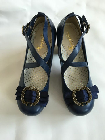 Classica Lolita scarpe Ribbon Bow Lolita grosso quadrato tacchi scarpe con cinturino alla caviglia