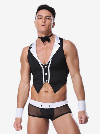 Costume sexy da uomo Lingerie Halloween Pantaloni per adulti Top Cravatta Armwear Poliestere Night Club Wear