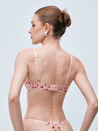 BH-Set Dessous rosa Herzchenmuster Bügel-Tanga süße und sexy Dessous Nachtwäsche