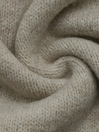 Hellgrauer Pullover mit Rundhalsausschnitt und Leopardenmuster langen Ärmeln Strick lässiger Look