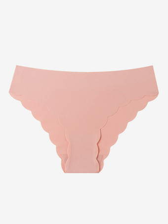ピンクシームレススカラップエッジローライズソングショーツソフト通気性