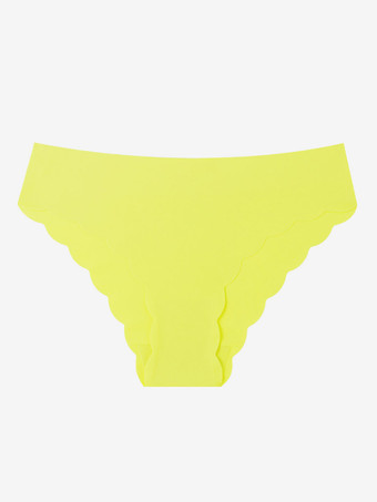 イエローシームレススカラップエッジローライズソングショーツソフト通気性