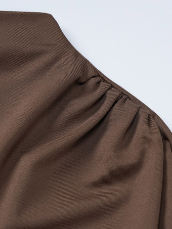 Partykleid Maxikleid Stehkragen kurze Ärmel Twist-Detail vorne tailliertes figurbetontes elegantes Kleid