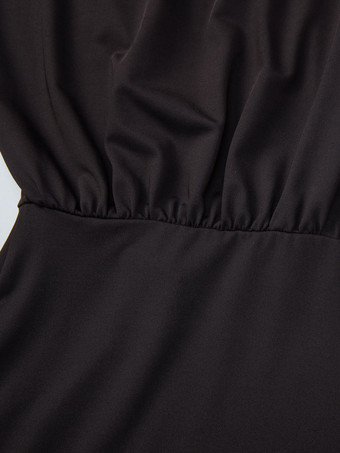 Partykleid Minikleid Dunkelbraun Wasserfallausschnitt Fledermausärmel Tailliertes Bodycon Sexy Kleid