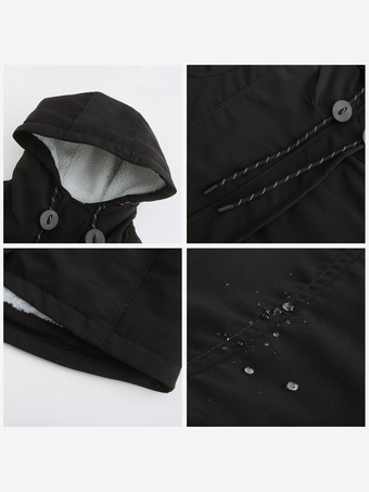Winterparka mit Kapuze Fleecefutter taillierter Midi-Länge warmer Outdoor-Mantel für Damen