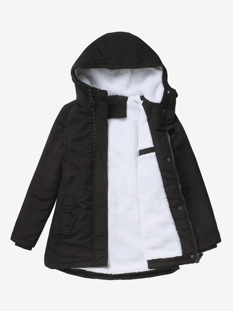 Winterparka mit Kapuze Fleecefutter taillierter Midi-Länge warmer Outdoor-Mantel für Damen