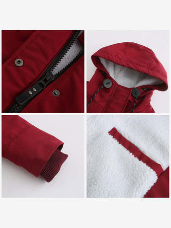 Winterparka mit Kapuze Fleecefutter taillierter Midi-Länge warmer Outdoor-Mantel für Damen