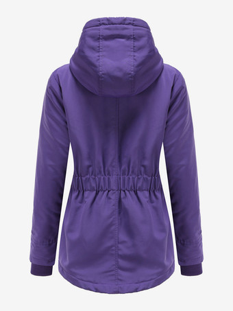 Winterparka mit Kapuze Fleecefutter taillierter Midi-Länge warmer Outdoor-Mantel für Damen