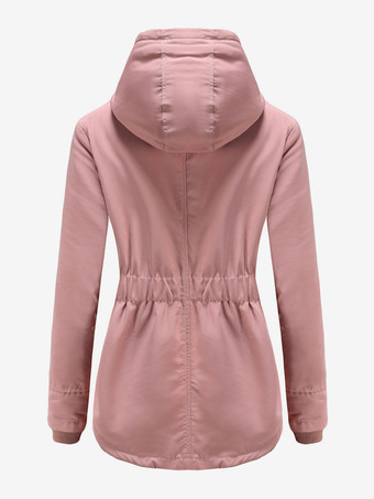 Winterparka mit Kapuze Fleecefutter taillierter Midi-Länge warmer Outdoor-Mantel für Damen