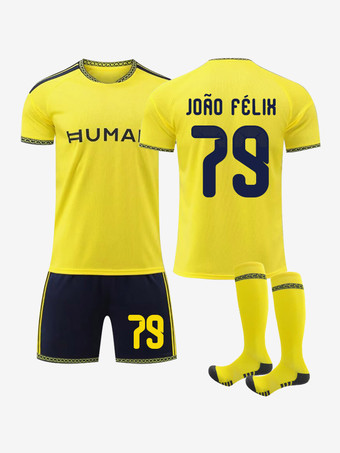 Nr. 7926/27 Nr. 7 Ronaldo Al Nassr Heimtrikot-Set 3-teilig für Erwachsene und Kinder