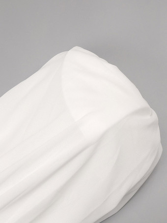 Weißes rückenfreies tief ausgeschnittenes gerafftes Minikleid mit figurbetonter Silhouette – perfekt für Cocktailpartys