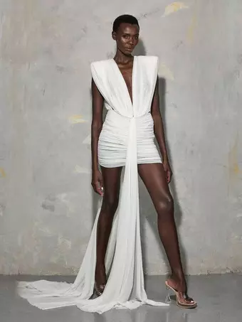 ruched bodycon white dress Party Backless Deep V Mini Dress Draped Evening Cocktail Dress For instant elevation gs g Made in India Galina Signature Satin Bridesmaid Color:Eucalyptu