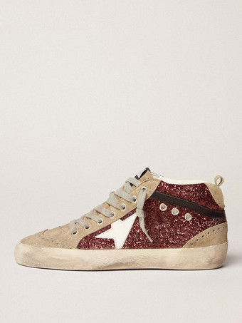 RotGlitzernde Skate-Sneakers mit runder Zehenpartie und Schnürung hohe Skate-Sneaker-Schuhe für Damen