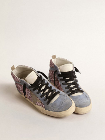 Glitzernde Skate-Sneakers mit runder Zehenpartie und Schnürung hohe Skate-Sneaker-Schuhe für Damen