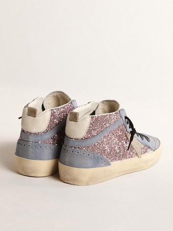 Glitzernde Skate-Sneakers mit runder Zehenpartie und Schnürung hohe Skate-Sneaker-Schuhe für Damen