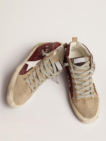 Glitzernde Skate-Sneakers mit runder Zehenpartie und Schnürung hohe Skate-Sneaker-Schuhe für Damen
