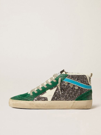 Grün Glitzernde Skate-Sneakers mit runder Zehenpartie und Schnürung hohe Skate-Sneaker-Schuhe für Damen