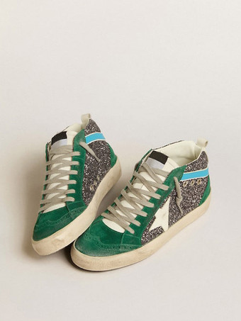 Glitzernde Skate-Sneakers mit runder Zehenpartie und Schnürung hohe Skate-Sneaker-Schuhe für Damen