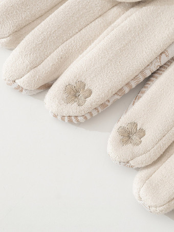 Handschuhe für Damen Kunstwildleder Paisley-Muster warm Winter volle Finger Accessoires