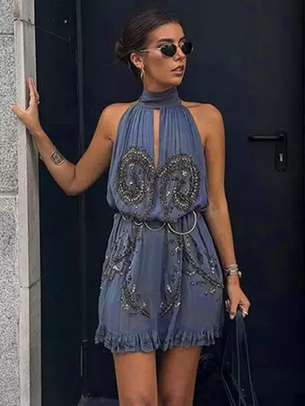 dress length for semi formal wedding Gaecuw Guest Women V Neck Sleeveless Champagne Dresses Ankle Long Dresses Swing Party Dress Strappy Prom Dresses Sage Green Floral Satin Wrap Dress main image 1