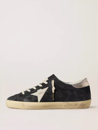 negro Zapatillas de skate de ante con punta redonda y cordones para mujer