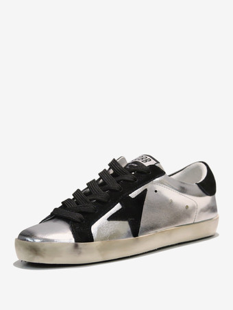 plateado Zapatillas skate con estampado de estrellas plateadas para mujer