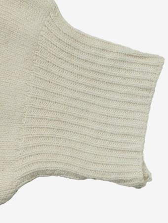 Cardigan da donna bianco sporco in maglia con scollo a V e stampa floreale maniche lunghe taglio corto