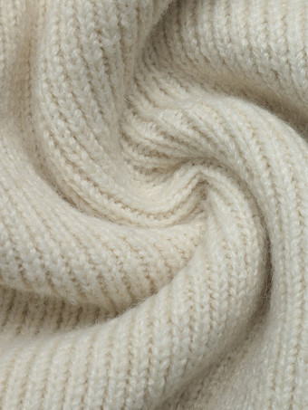 Cardigan da donna bianco sporco in maglia con scollo a V e stampa floreale maniche lunghe taglio corto