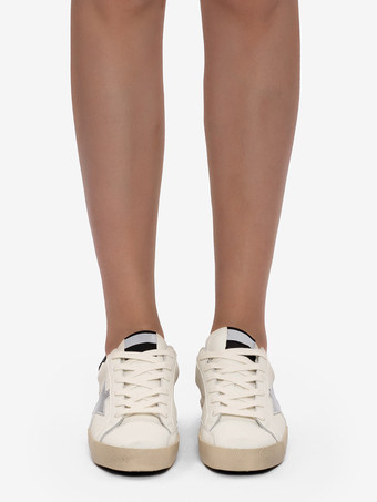 Rosa Skate-Sneakers für Damen mit runder Spitze und Schnürung Freizeitschuhe