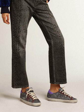 Zapatillas de deporte con purpurina para mujer Zapatillas de skate con cordones y estampado de estrellas con punta redonda