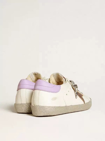 Zapatillas de deporte de skate de color lavanda Zapatillas de deporte casuales con cordones y estampado de estrellas con retazos de purpurina