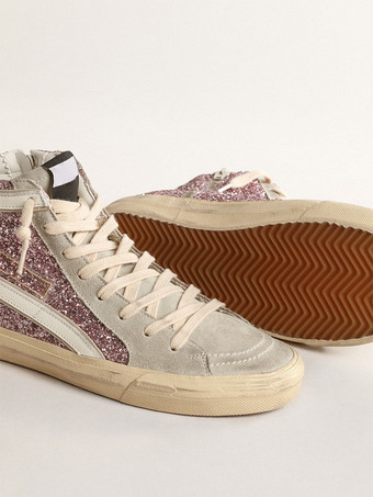 Zapatillas altas Zapatillas de skate con cordones y estampado de estrellas con punta redonda y purpurina rosa