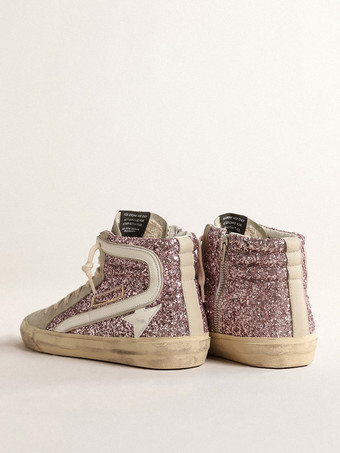 Zapatillas altas Zapatillas de skate con cordones y estampado de estrellas con punta redonda y purpurina rosa