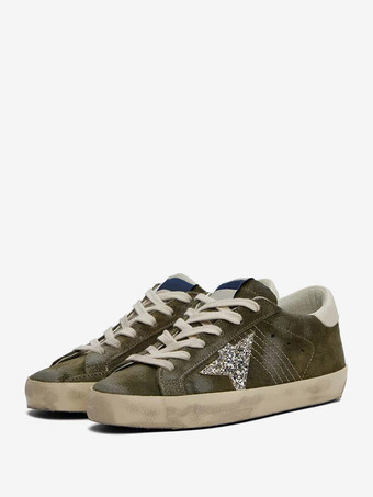 color olivo Zapatillas de skate verde oliva Zapatos de deporte con cordones con estampado de estrellas y punta redonda para mujer