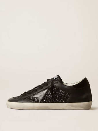 noir Baskets noires pour femmes  baskets de Skate à lacets avec détails d'étoiles et paillettes