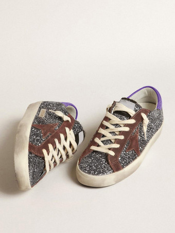 Zapatillas de deporte con purpurina para mujer Zapatillas de skate con cordones y estampado de estrellas con punta redonda